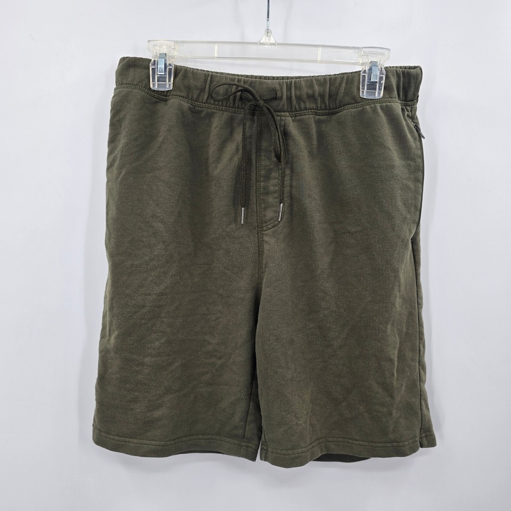 Eddie Bauer Mens Sleep Shorts Olive Green Lounge Pajama Large Drawstring Pockets